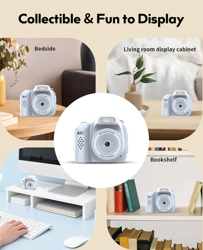 FLATIC Mini Keychain Camera –4K Digital Tiny Camera with 32GB Card & Elegant Gift Box, Fun Pocket-Sized Gadget for Kids & Adults, Collectible Gift for Travel, Birthdays & Stocking Stuffers (White) - Image 5